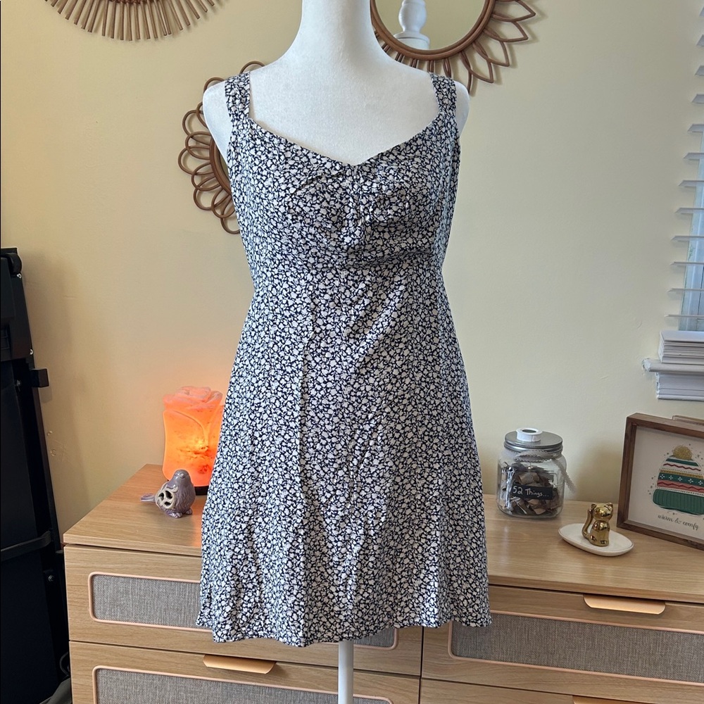 Floral Blue and Cream Women's Dress